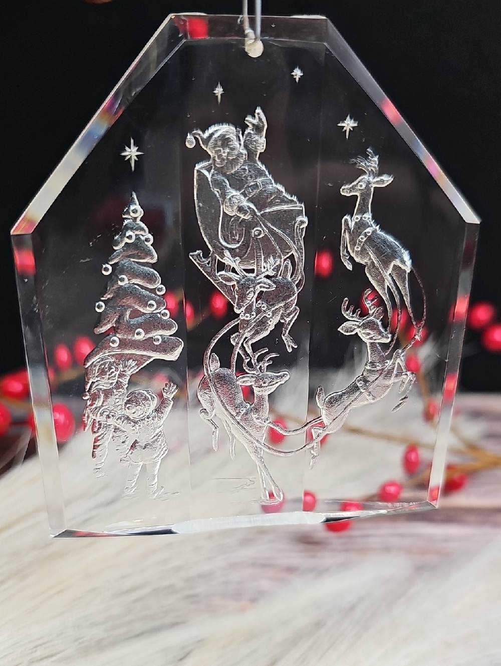 NIB VINTAGE 1979 AMSUN CHRISTMAS EVE ETCHED CHRISTMAS ORNAMENT